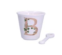 La Porcellana Bianca - Vaso Letra B con Cuchara - Decoración casera, Cocina - Línea única - Idea Regalo - Porcelana - 75 CC; Ø 6,7; h6 cm
