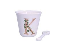 La Porcellana Bianca - Vaso Letra K con Cuchara - Decoración casera, Cocina - Línea única - Idea Regalo - Porcelana - 75 CC; Ø 6,7; h6 cm