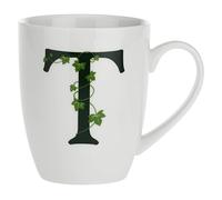 la Porcellana - Taza, diseño de Letra T, Color Blanco
