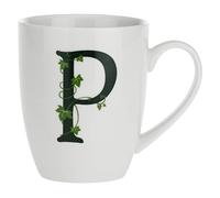 La Porcellana Taza Letra P, Color Blanco