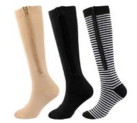 La presión del dedo del pie con cremallera calcetines deportivos calcetines de compresión calcetines antideslizantes de la pantorrilla, conjunto, XXL