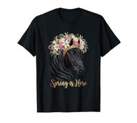La Primavera está aquí Retrato Floral de Caballo Obra de Arte Occidental Camiseta