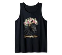 La Primavera está aquí Retrato Floral de Caballo Obra de Arte Occidental Camiseta sin Mangas