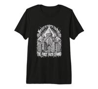 La Primera Fe Stands Cruz Catedral Cristiana Camiseta Premium