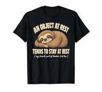 La Primera Ley del Perezoso Dormido Newton Funny Physics Science Camiseta gráfica económica, Hombre, Negro, M
