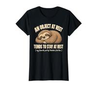 La Primera Ley del Perezoso Dormido Newton Funny Physics Science Camiseta gráfica económica, Mujer, Negro, XL