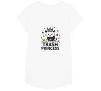 La Princesa de la Basura: Quirky Opossum Queen of Scraps Camiseta, Niñas, Blanco, Pequeña