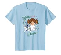 La Princesa Leia R2-D2 de Star Wars, Linda Navidad Feliz y Brillante Camiseta, Niños, Azul Bebé, 2 años