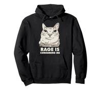 La rabia me está consumiendo gato enojado Meme Sarcasmo Divertido Sudadera con Capucha