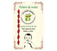 LA RANA ARANA® - Pulsera 7 chakras con nudos roja para bebés y niños - Hilo rojo protección energía negativa contra el mal de ojo - Amuleto para la buena suerte - Talla pequeña (SIn rana)
