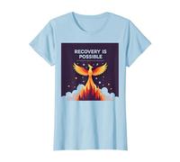 La recuperación es Posible Phoenix Rising Inspiración Camiseta, Mujer, Azul Bebé, 3XL