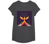 La recuperación es Posible Phoenix Rising Inspiración Camiseta, Niñas, Jaspeado Oscuro, XS