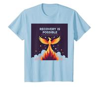 La recuperación es Posible Phoenix Rising Inspiración Camiseta, Niños, Azul Bebé, 12 años