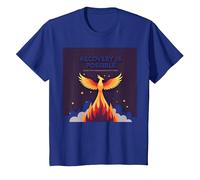 La recuperación es Posible Phoenix Rising Inspiración Camiseta, Niños, Azul Real, 8 años