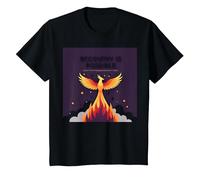 La recuperación es Posible Phoenix Rising Inspiración Camiseta, Niños, Negro, 4 años