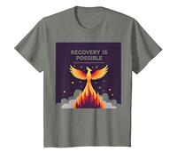 La recuperación es Posible Phoenix Rising Inspiración Camiseta, Niños, Verde Militar Jaspeado, 3 años
