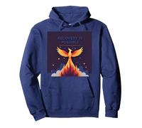 La recuperación es Posible Phoenix Rising Inspiración Sudadera con Capucha, Unisex para Adultos, Azul Marino, XL