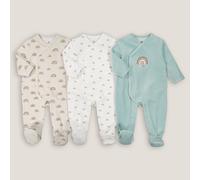 La Redoute Collections Lote de 3 pijamas de terciopelo arco iris de 1 pieza. Talla 60 cm (3 meses). Color Blanco