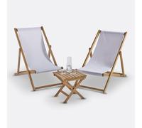 LA REDOUTE INTERIEURS Conjunto De Jardín Con 2 Sillas Y Una Mesa De Centro Plegable, Acacia, GARDEN. Talla talla única. Color Gris Perla