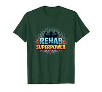 La rehabilitación es mi Fuerza de recuperación Motivacional de Superpotencia Camiseta, Hombre, Verde Bosque, L