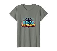 La rehabilitación es mi Fuerza de recuperación Motivacional de Superpotencia Camiseta, Mujer, Verde Militar Jaspeado, XL