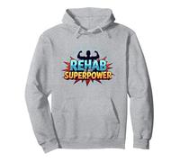 La rehabilitación es mi Fuerza de recuperación Motivacional de Superpotencia Sudadera con Capucha, Unisex para Adultos, Gris Jaspeado, S