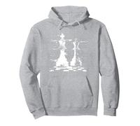 La Reina y el Rey del ajedrez Sudadera con Capucha, Unisex para Adultos, Gris Jaspeado, XL
