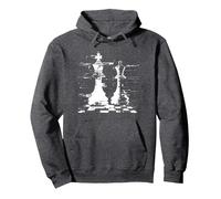 La Reina y el Rey del ajedrez Sudadera con Capucha, Unisex para Adultos, Jaspeado Oscuro, XXL