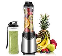 La Rêveuse Licuadora de batidos tamaño personal con 2 botellas deportivas de viaje portátiles sin BPA (550 ml),300 vatios,rosado (Silver)