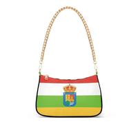 La Rioja - Bolso de noche con diseño de bandera para mujer, bolso de mano artístico floral con cierre de cremallera