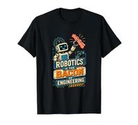 La robótica es el Tocino de la ingeniería Programador de IA Divertido Camiseta gráfica económica, Hombre, Negro, M