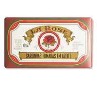 La Rose - Sardinas ahumadas en aceite de oliva - Producto gourmet de Portugal - Paquete de 5 x 120 gr