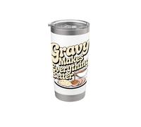 La salsa hace que todo sea mejor Divertido pavo Acción de Gracias Vaso térmico de acero inoxidable de doble pared