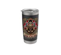 La sangre vikinga corre por mis venas Bandera de Noruega Warrior Lynx Vaso térmico de acero inoxidable de doble pared