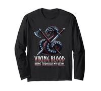 La Sangre vikinga Corre por mis Venas Espada de Hacha de dragón rúnico Manga Larga