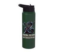 La sangre vikinga corre por mis venas Espada de hacha de dragón rúnico Stainless Steel Insulated Water Bottle