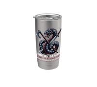 La sangre vikinga corre por mis venas Espada de hacha de dragón rúnico Vaso térmico de acero inoxidable de doble pared