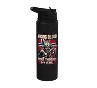 La sangre vikinga corre por mis venas Guerrero oso noruego Stainless Steel Insulated Water Bottle