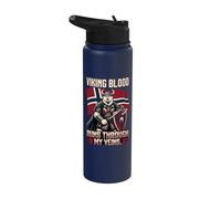 La sangre vikinga corre por mis venas Guerrero oso noruego Stainless Steel Insulated Water Bottle
