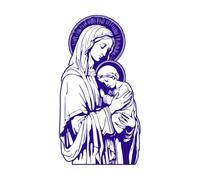 La Santísima Virgen María sosteniendo al Niño Jesús Calcomanías de pared de papel adhesivo 34x62.4cm Impermeable Azul oscuro