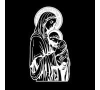 La Santísima Virgen María sosteniendo al Niño Jesús Pegatinas de tallado fino 47.6x87.4cm Fácil instalación Blanco