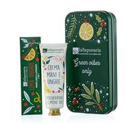 La Saponaria | Cofre Manos & Uñas, Set de regalo con Crema de Manos Bio con Fitoceratina y Limón + Lima de Uñas 2 en 1 de madera - Idea de regalo ecológica con estuche navideño