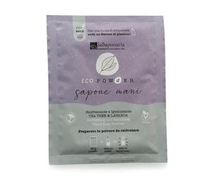 La Saponaria | Jabón de manos en polvo desinfectante, jabón de manos para rehidratar, refrescante e higienizante con árbol de té y lavanda, 25 g