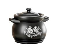 La sartén， Cazuela de barro con tapa, cuencos cerámica resistentes al calor, for cocinar sopa, arroz y carne(4L)