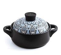 La sartén， Sartén de cerámica for cotta, cuenco piedra, olla for sopa, barro o con doble asa, utensilios cocina(2.5L)