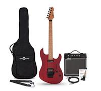 LA Select Modern Electric Guitar Transparent Ruby Red 15W Guitar Amp & Accessory Pack
