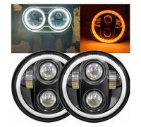 La Señal Giro Proyector De Faro LED De 5,75 Pulgadas Para Triumph, Rocket 3 Y Speed para Triple Y 5, Faro Delantero De 3/4 "para Iron 883 Dyna, 2 Uds. Señal De Giro Que Fluye Luz(2 PCS Black)