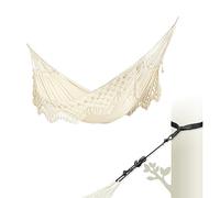 LA SIESTA® Bossanova - Hamaca de algodón orgánico y kit de montaje para árbol, hamaca bohemia con correas para árboles, postes de vigas, hecha a mano en Brasil, hamaca para interiores y exteriores,