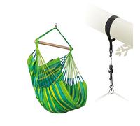 LA SIESTA® - Silla hamaca Domingo básica mediana y soporte para árbol - Silla colgante resistente a la intemperie y al desgarro con kit de suspensión para árboles, vigas y postes - Silla hamaca para