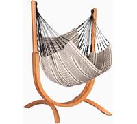 LA SIESTA Udine - Juego de hamaca de interior con soporte de madera independiente, tamaño doble, silla de algodón orgánico GOTS con soporte de madera de eucalipto certificado FSC, cebra